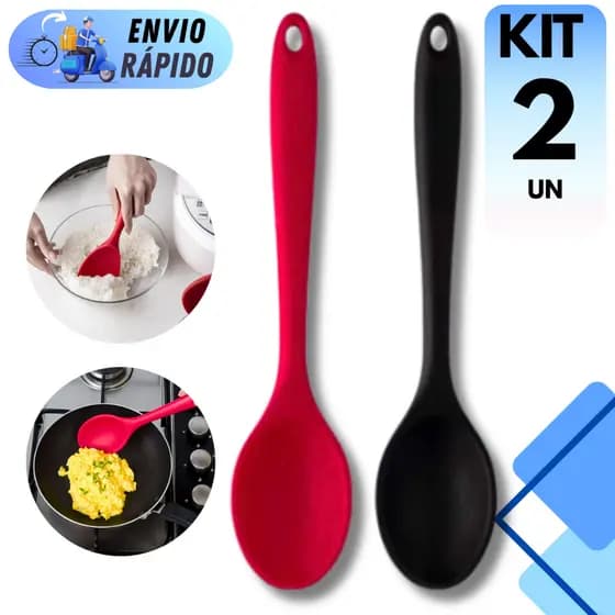COLHER DE ARROZ GRANDE EM SILICONE 28CM PARA PANELA ANTIADERENTE RESISTENTE UTENSÍLIO DE COZINHA