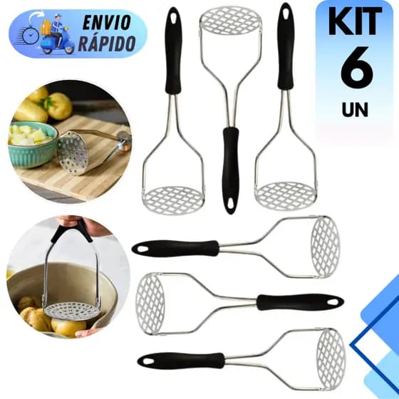 KIT AMASSADOR DE BATATAS E LEGUMES TOMATE INOX MANUAL TRITURADOR ESPREMEDOR CULINARIO COZINHA RESTAURANTE