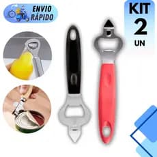 ABRIDOR DE GARRAFA EM AÇO INOX 18CM CABO PLÁSTICO REFORÇADO ABRE LATAS BAR RESTAURANTE COZINHA