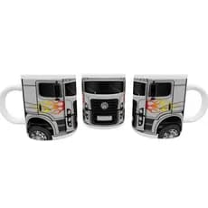 Caneca Caminhão Branco  xicara porcelana 300ml