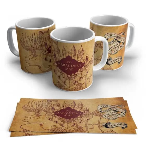 Caneca Harry Potter xicara MAPA porcelana 300ml