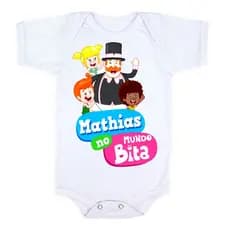Body Infantil Bebê Mundo Bita Personalizado Com Nome
