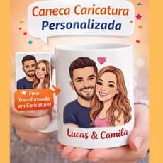 Caneca Caricatura Personalizada 325ml | Envie sua Foto e Transformamos em Desenho | Presente Criativo