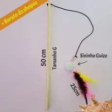 Brinquedo para gato varinha pompom e  pena