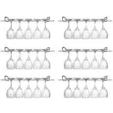 6 Suportes Para Taças Cromado Decoração Bar Vinho 25cm
