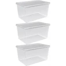 Kit 3 Organizadores de Geladeira com Tampa 2,9L Caixa Organizadora Frutas Verduras Legumes UZ