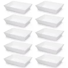 Kit 10 Travessa Retangular 2,2l Branco Servir a Mesa Salada Sobremesa Risoto Petisco Coza