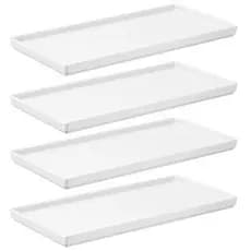 Kit 4 Pratos Retangulares Branco Servir Petiscos 27x13cm Comidas Japonesa Bandejas Decorativa Uno Coza Plástica