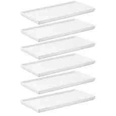 Jogo 6 Pratos Brancos Retangulares Servir Petiscos 27x13cm Comida Japonesa Bandeja Decorativa Uno Coza Plástica