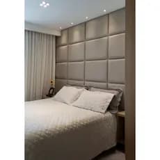 Kit Cabeceira Estofada Completa Adesiva em Modulos 40x30 para Cama de Solteiro Casal Queen King Box