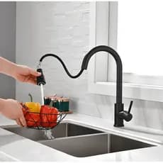 Torneira Para Cozinha Flexível Aço Inox Metal Misturador Monocomando Agua Quente e Fria Preto Fosco