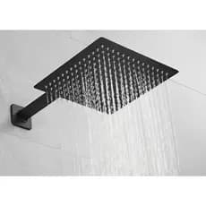 Chuveiro De Aço Inox 201 Quadrado Área Externa Banheiro Piscina Quintal a Gás Flexível Preto Fosco