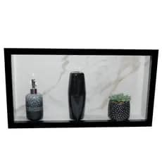 Nicho  em Porcelanato de Embutir Para Banheiro Prateleira Porta Shampoo Carrara BP