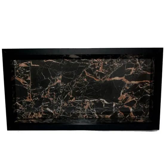 Nicho de Porcelanato De Embutir Preto Premium com bordas de alumínio