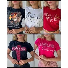 Blusa tshirt feminina moda evangélica algodão camiseta estampada