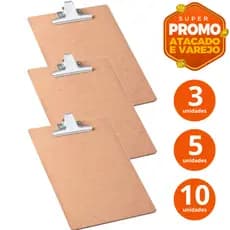 Kit Promocional Prancheta Eucatex Com Prendedor De Metal 344 x 230mm Escritório Atacado