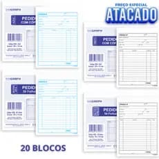 20 Bloco de Pedido Multivias Comercial Com ou Sem Canhoto Impressos SidGraph