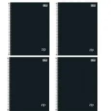 Cadernos Universitário Zip Preto Kit 4 Unidades 1 Matéria 80 Folhas Tilibra Capa Dura Atacado