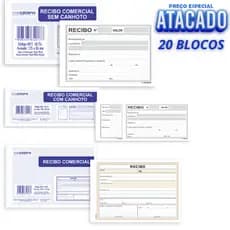 20 Bloco de Recibo Comercial Com Ou Sem Canhoto SidGraph Pagamento Aluguel Condomínio Taxi