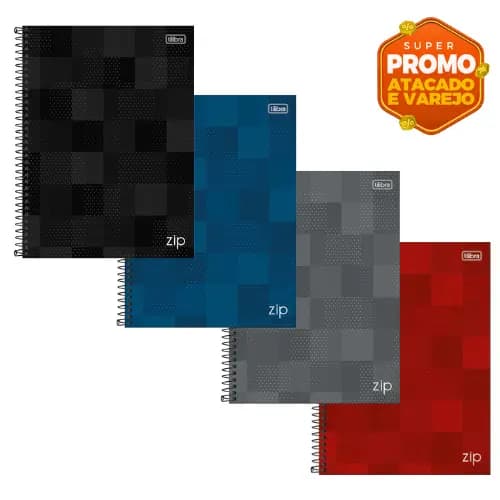 Caderno Zip Preto ou Colorido Universitário Tilibra Capa Dura Kit Atacado 1/10/20 Matérias