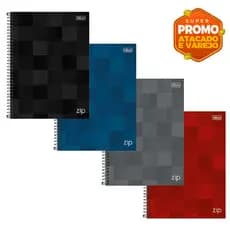 Caderno Zip Preto ou Colorido Universitário Tilibra Capa Dura Kit Atacado 1/10/20 Matérias