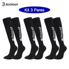 Kit 3 Meião De Futebol Masculino Longas Toalha De Fundo Antiderrapante Esportiva Respirável