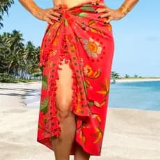 Marujá Beach Canga Viscolinho Estampado Pareô Saída de Praia