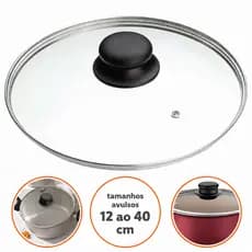 Tampa de Vidro Universal Panela Frigideira Varios Tamanhos com Puxador Jogo Temperado 12 ao 40 cm
