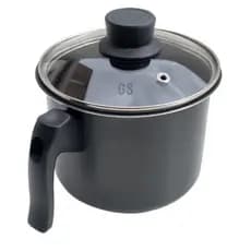 Canecão Antiaderente com Tampa Nº16 Ferver Agua Vidro Preto Teflon Não Gruda