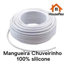 Mangueira Chuveiro Silicone Alta Pressão Flexível Universal Anti Dobra Reforçada 1,5m