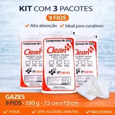 Compressa Gaze 9 Fios Hidrófila 3x Pacotes Curativo