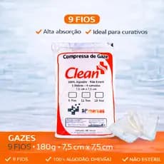 Gaze Hidrófila 9 Fios 7,5x7,5cm - Pacote Econômico Curativo e Estética