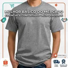 Camiseta Cinza Mescla 100% Poliéster Premium Para Sublimação