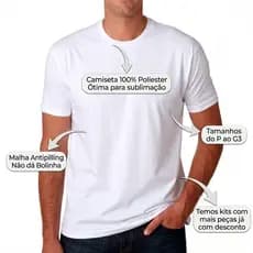 Camiseta Branca Adulto Malha 100% Poliester
