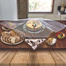 Cobre Alimentos Artesanal Com Fuxico Proteção Elegante Para Mesa De Jantar Cozinha Protetor Alimento