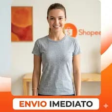 Kit 5 Camiseta Baby Look Feminina Cinza Mescla Blusa Premium Atacado Sublimação Barato Fabrica