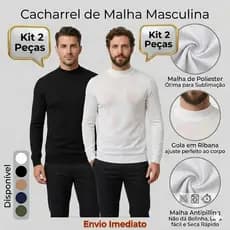 2 Blusa Gola Alta Masculina Malha Premium Poliéster - Ideal Sublimação Envio Imediato
