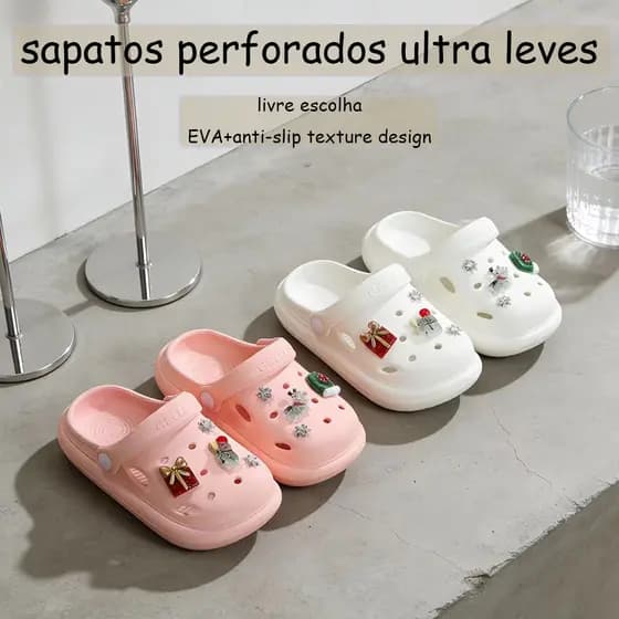 Babuche Infantil Feminina Menina Leve Respirável Macio Confortável Antiderrapante Decoração Removível Uso Diário Escolar