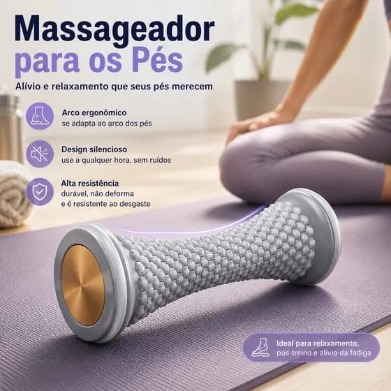 Massageador de Pés Rolo e Bola Massageadora Manual para Fáscia Plantar Relaxamento Muscular Alívio da Dor Portátil