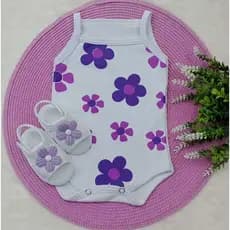 Conjunto Sandalia Flor Com Body Alcinha Bebe Menina  Roupa Verão Estampado 100% Suedine