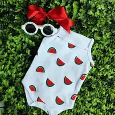 Body Alcinha Bebe Menina  Roupa Verão Estampado 100% Suedine