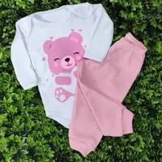 Body Infantil Manga Longa e Calça Mijão 100% Suedine