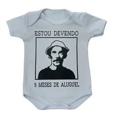 Body Infantil Manga Curta Branco Temático Bebê Frase 100% Suedine