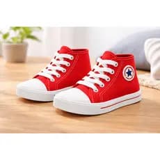 Tênis Infantil Cano Alto Vermelho Estilo All Star Confortável Leve Moda Casual Menino Menina Promoção