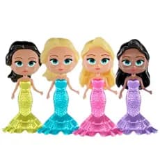 Boneca infantil kit 04 sereia brinquedos meninas princesas colorido