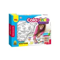 Tapete Infantil Pintar 60x70cm Com 12 Giz De Cera Tela Lavável Criança Brinquedo