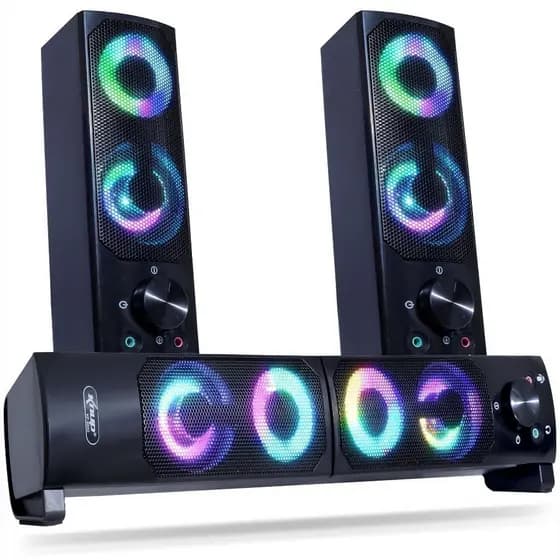 Caixa de Som SoundBar Pc Gamer Subwoofer P2 Led Rgb Pc Notebook Celular Tablet