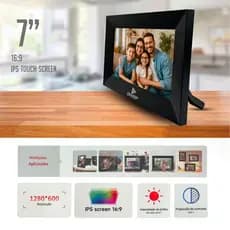 Porta Retrato Digital 7” IPS WiFi Touch Screen 16GB Full HD 1280x600