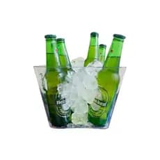 Balde De Gelo Acrilico Quadrado 4,5Lts Bebida Combo Long Neck