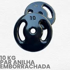 Par de anilha 10kg Emborrachada- peso de academia 10kg- 2 unid